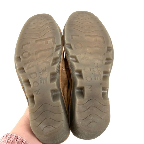 Fly London Sand Brown Nubuck Leather Pled Wedge Elastic Heel Shoe Size 36 - Picture 10 of 10